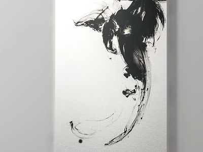 Abstract Animal Painting In Black And White Ink With Fluid Dynamic Lines On White Background 3d model
