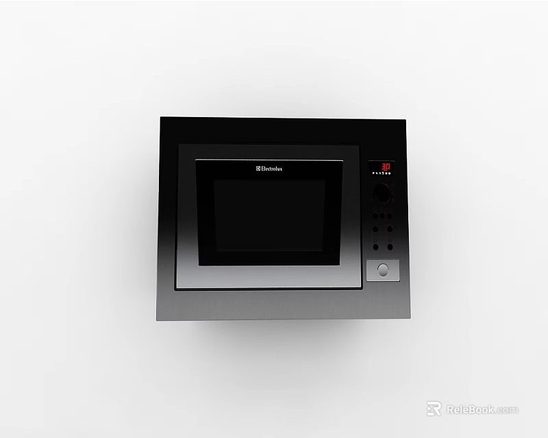 Black Decker Modern Black Microwave Oven Kitchen Appliance With Control Panel 3d model 