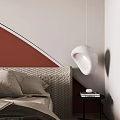Modern Bedroom Interior With Red Accent Wall Large Bed And Floor To Ceiling Windows