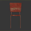 Red Distressed Dining Chair With Metal Frame And Simple Design