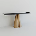 Modern Console Table With Black Top And Wooden Triangular Base Design