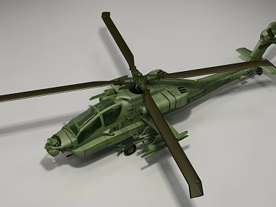 Green Military Style Detailed Helicopter Model Featuring Rotors Cockpit And Side View 3d model