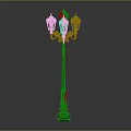Vintage Classic Metal Floor Lamp With Three Lights And Decorative Column Base