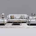 Modern Sofa And Coffee Table Set With Armchairs Pillows Table Lamp And Rug 3d model