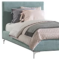 Stylish Single Bed Designs With Light Beige And Teal Headboards And Cozy Bedding