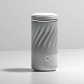 Modern Minimalist Cup With Wavy Texture Light Gray Finish And Round Base Detail