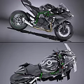 Black And Green Sport Motorcycle With Sleek Design And Alloy Wheels Details