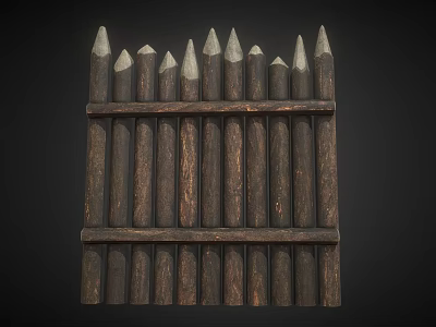 Vintage Handcrafted Wooden Equipment With Pointed Tops And Layered Textured Design 3d model
