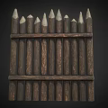 Vintage Handcrafted Wooden Equipment With Pointed Tops And Layered Textured Design