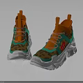 High Top Leopard Print Sneakers With Orange Green Accents And Chunky Sole Laces