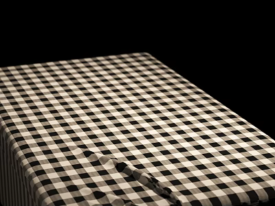 Black And White Checkered Tablecloth With Classic Pattern On Dining Table 3d model
