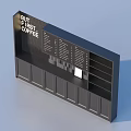 Black Coffee Themed Sideboard with Menu Board and Storage Cabinets 3d model