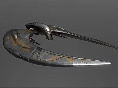 Futuristic Metallic Space Craft With Streamlined Design And Extended Wing Structure 3d model