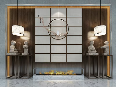 Japanese background wall 3d model
