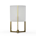 Modern Table Lamp with White Fabric Lampshade and Golden Metal Frame Base for Home Decor