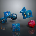 Colorful Shiny Numbered Dice In Blue And Red For Game Accessories