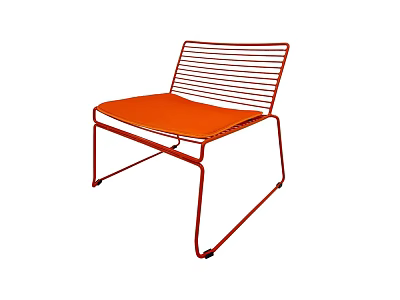 Orange Metal Frame Chair with Slatted Back and Cushioned Seat Modern Design 3d model