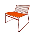 Orange Metal Frame Chair with Slatted Back and Cushioned Seat Modern Design