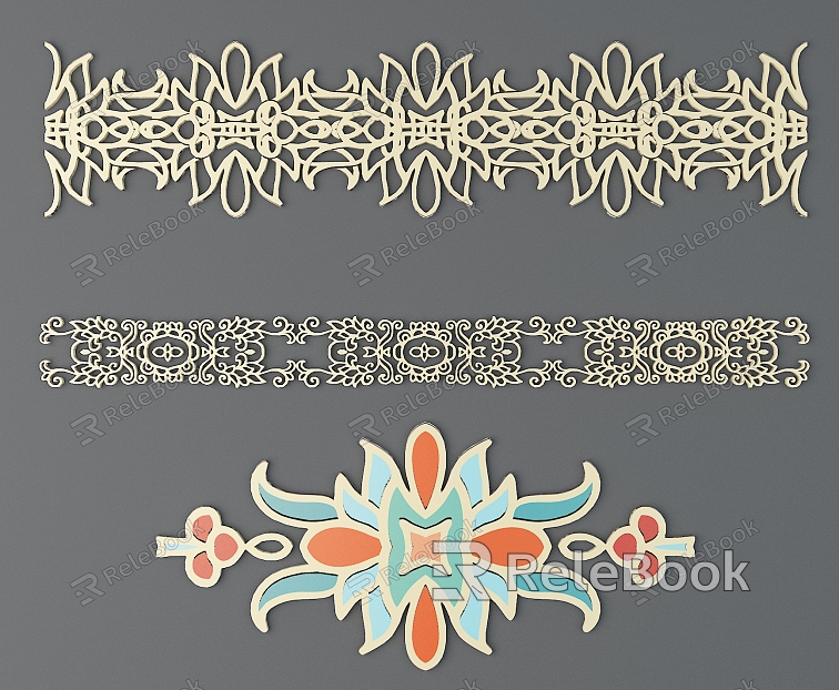 Chinese Color Ethnic Carving Traditional Pattern Algae Well Carved Pattern Carved Pattern Ethnic Pattern model