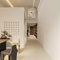Modern Clothing Store Interior With Hanging Clothes Armchair Round Table And Decorative Painting
