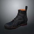 Black Leather Lace Up Boots With Brown Sole And Orange Lining