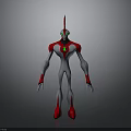 3D Animated Character Model With Red Horn Green Eyes And Chest Emblem