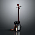 Erhu Musical Instrument with Paint Palette and Brushes on Shiny Surface for Art Music Lovers