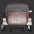 Vintage Red Retro Car With Black Roof Curved Body And Chrome Accents