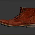 Red Leather Lace up Ankle Boots With Distressed Finish And Classic Design