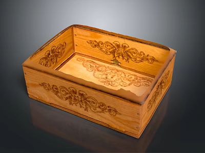Elegant Wooden Decorative Box With Intricate Carved Patterns And Timeless Design 3d model