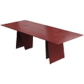 Modern Red Dining Table With Smooth Surface And Unique Leg Design 3d model