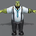 Game Movie Character Green Skinned Bearded in White Shirt Blue Tie Black Suspenders Arms Outstretched