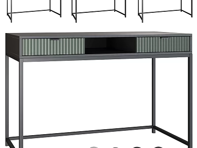 Modern Dressing Table With Metal Frame And Wooden Storage Drawers Design 3d model