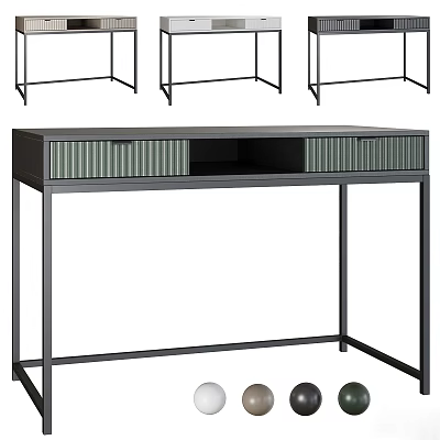 Modern Dressing Table With Metal Frame And Wooden Storage Drawers Design 3d model