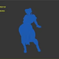 Muscular Woman In Blue Outfit With Yellow Accents And Double Buns Hairstyle