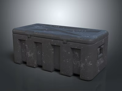 Rugged Gray Plastic Storage Box With Textured Surface And Side Handle 3d model
