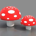 Red White Spotted Mushroom Vegetables in Two Different Sizes on Gray Background 3d model