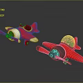 Two Red Toy Planes With White Gray Details Propellers And Clear Cockpits