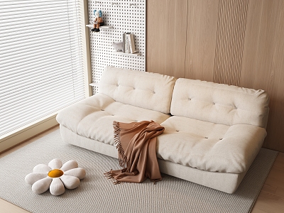 Modern Cream Style Double Sofa Cream Double Sofa model