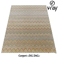Modern Square Rug with Zigzag Pattern in Beige Blue Brown Tones 3d model