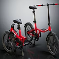 Two Red Foldable Bicycles With Black Seats Sturdy Frames And Urban Style 3d model