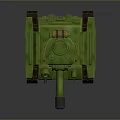 Detailed Green Armored Tank With Turret Cannon And Metal Tracks Design