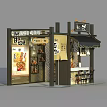 Traditional Chinese Noodle Shop Stall With Wooden Structure And Hanging Signboard