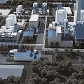 Industrial Plant Featuring Factory Buildings Storage Tanks Equipment And Surrounding Greenery