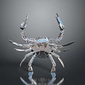 Silver Metallic Crab Artistic Sculpture With Intricate Shiny Structure And Dark Background Reflection 3d model