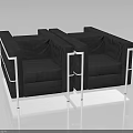 Modern Gray Two Seater Sofa Set With Metal Frame And Stylish Design 3d model
