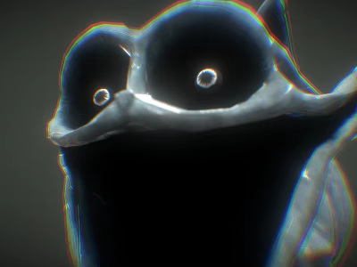 Game Movie Character with Large Glowing Eyes Dark Translucent Texture Unique Fantasy Design 3d model