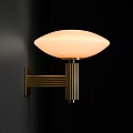 Elegant Modern Wall Lamp With Golden Metal Bracket And Oval Cream Lampshade