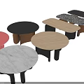 Modern Coffee Tables With Black Pink Copper Legs And Wooden Marble Tabletops
