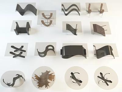 Various Shaped Metal Objects On Transparent Display Boards With Detailed Views 3d model